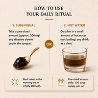 How to use Ancient Extracts Pure Shilajit Resin with sublingual and hot water methods