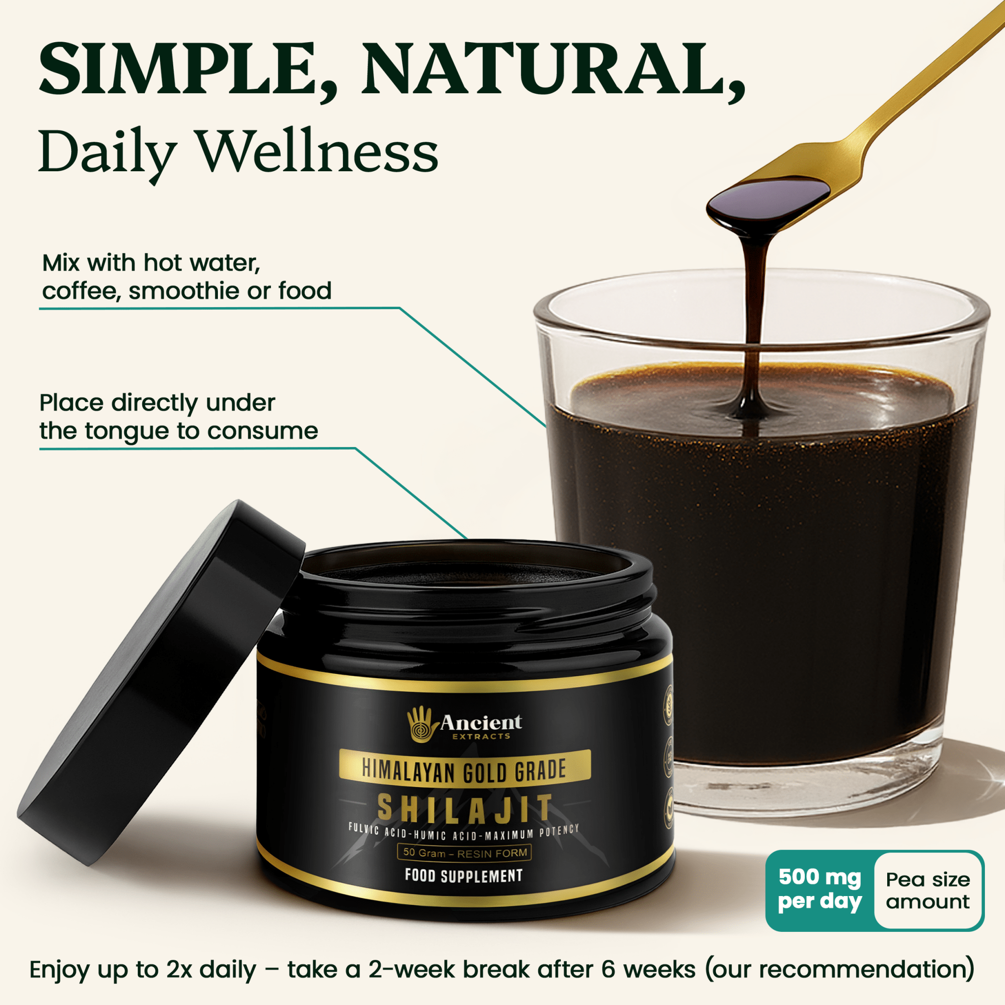 Shilajit Resin - Himalayan Gold Grade (50g) - Nutrition support - Ancient Extracts