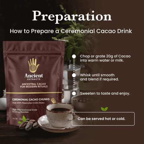 Ceremonial Grade Cacao Chunks - 100% Raw Criolla - 100g - Nutrition support - Ancient Extracts