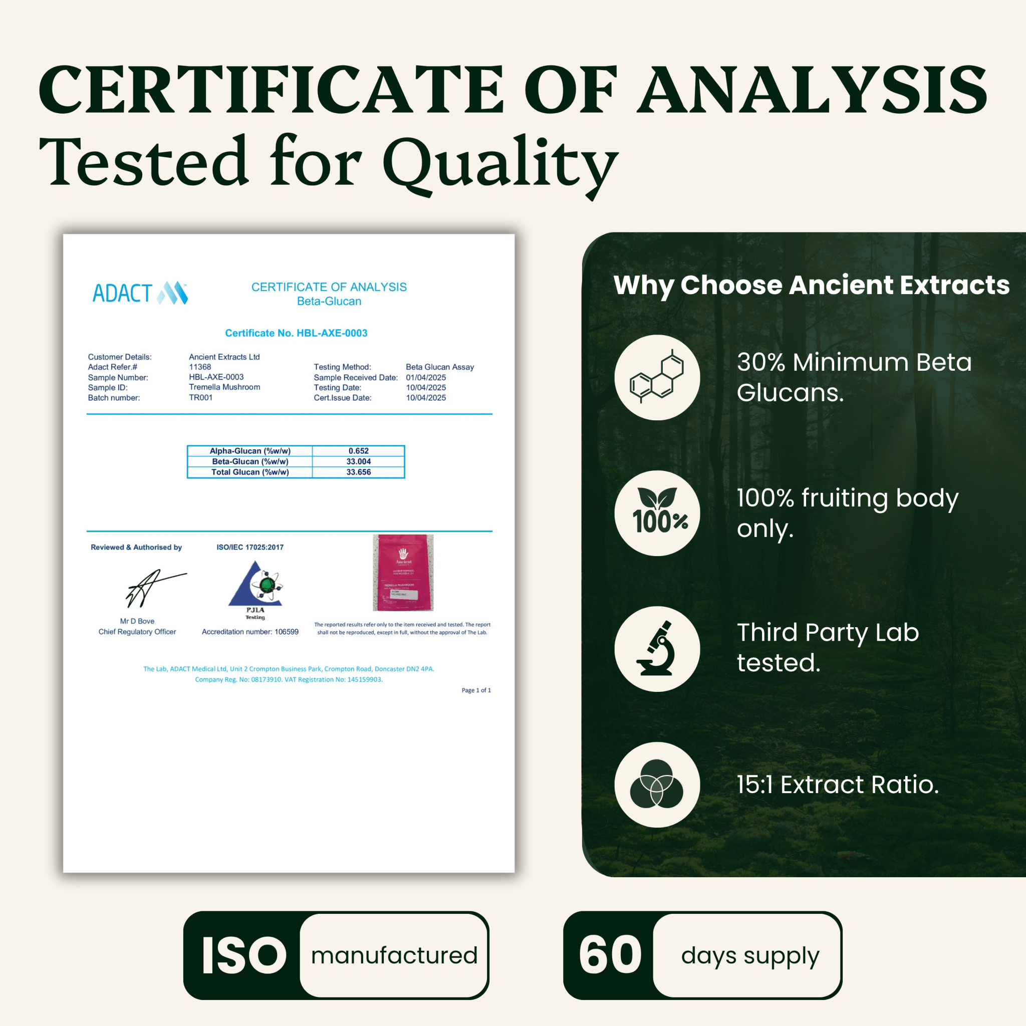 Tremella Mushroom Organic Extract - 30% Beta Glucans (60g)