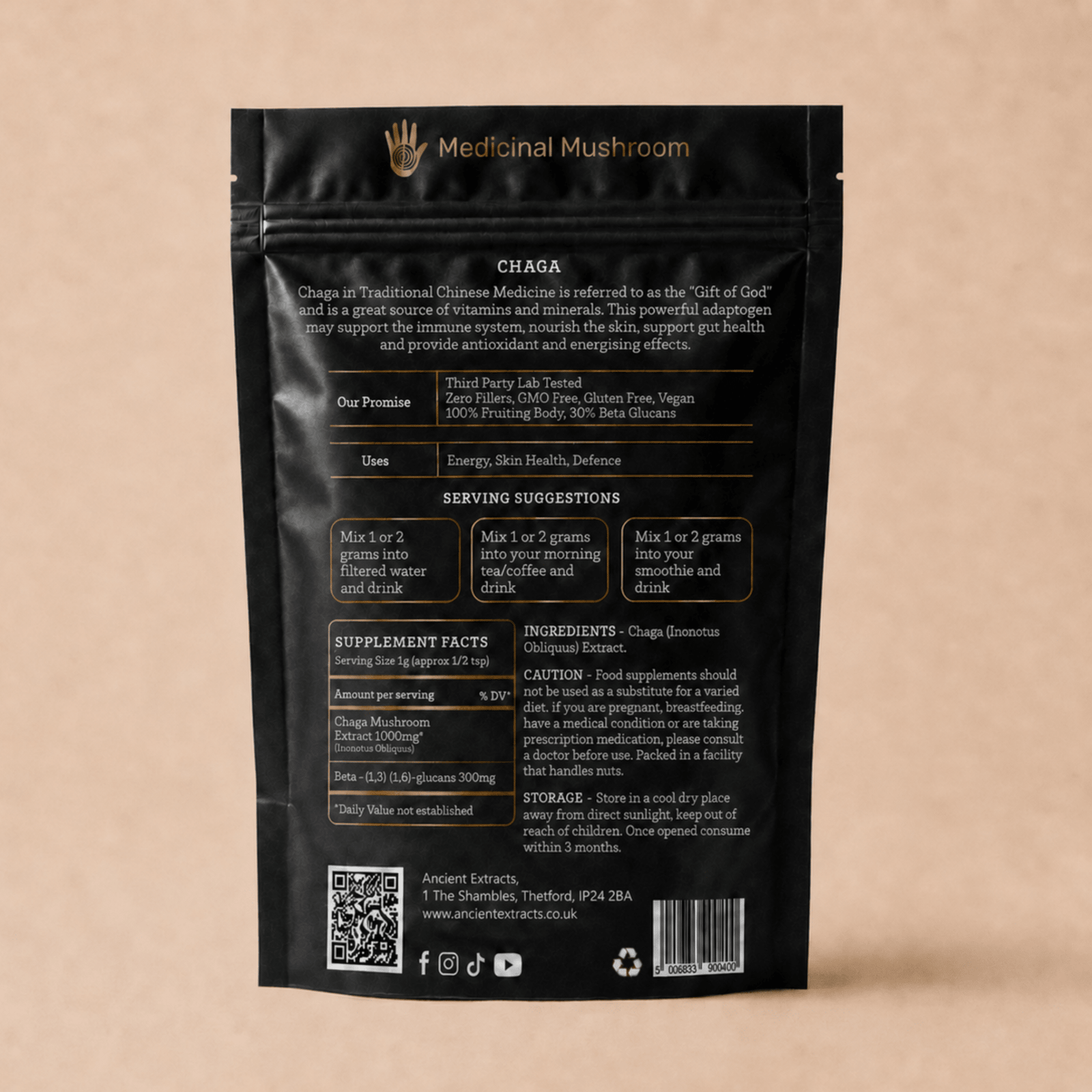 Chaga Mushroom Extract Powder - Mushroom Extract - Ancient Extracts