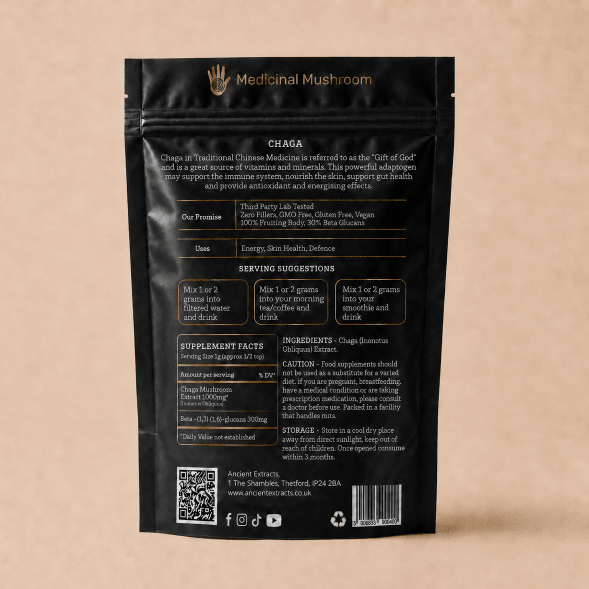 Chaga Mushroom Extract Powder - Mushroom Extract - Ancient Extracts