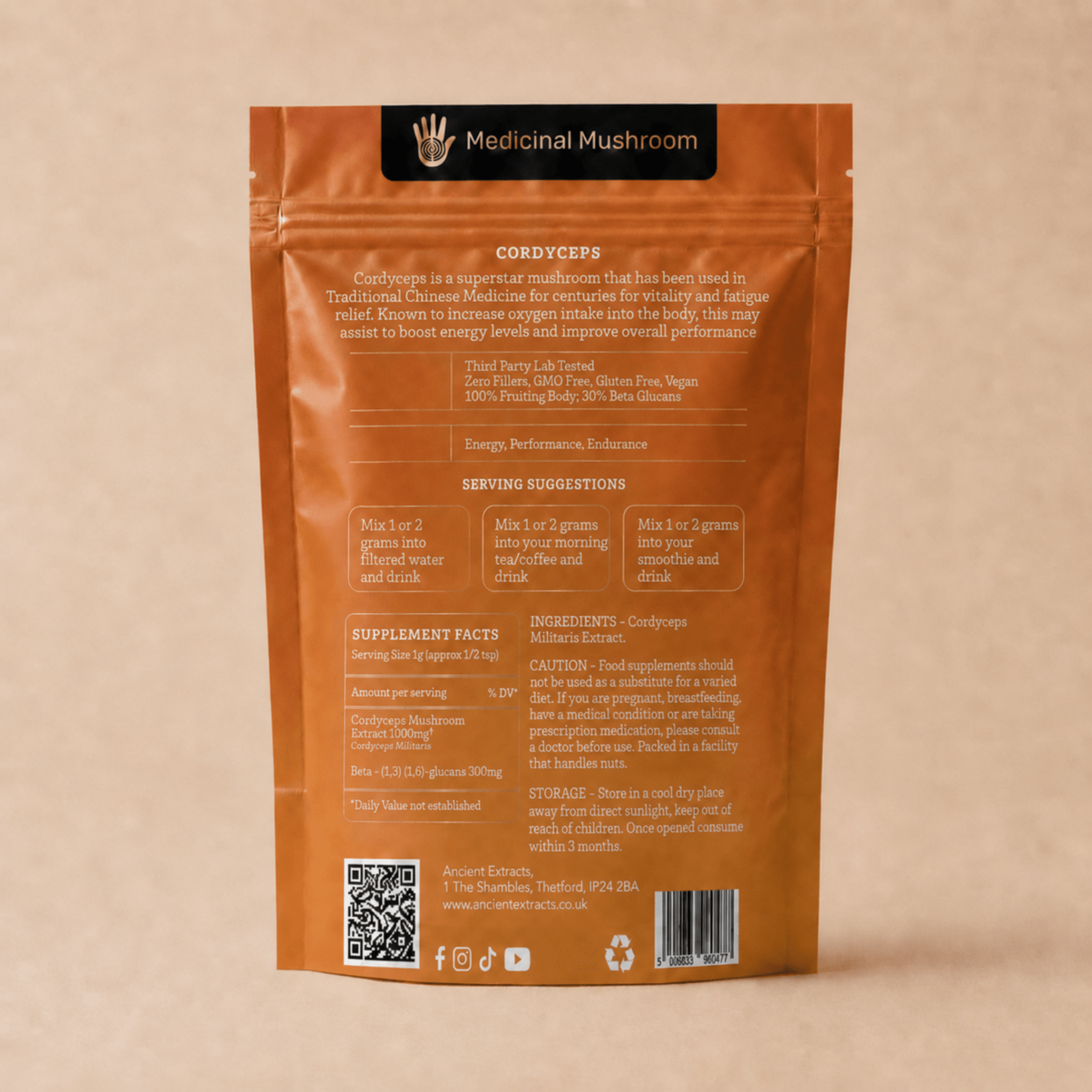 Cordyceps Mushroom Extract Powder - Mushroom Extract - Ancient Extracts