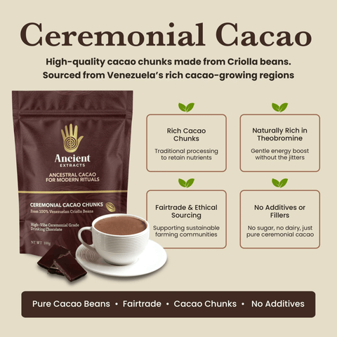 Ceremonial Pair - Matcha AAAA+ Grade & Cacao Chunks - 100% Raw Criolla - Nutrition support - Ancient Extracts