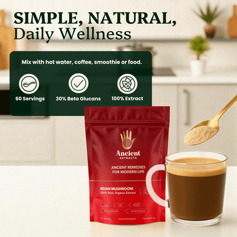 Reishi Mushroom Extract Powder - 30% Beta - glucan (60g) - Mushroom Extract - Ancient Extracts