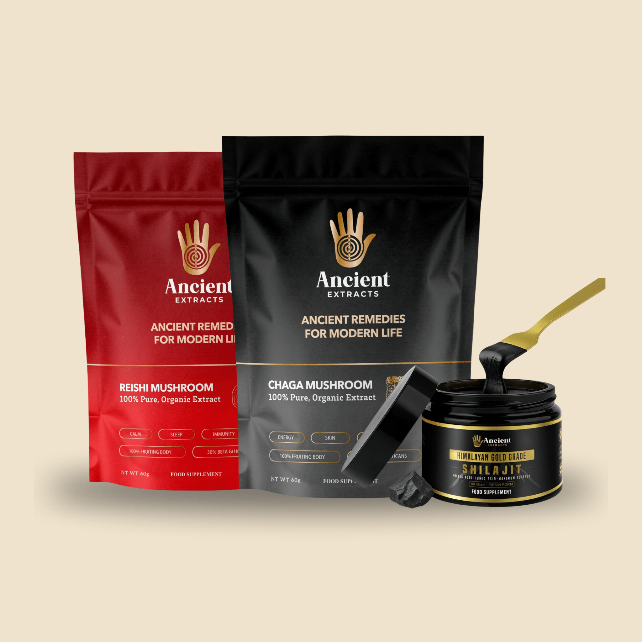 Immunity Stack - Lion's Mane, Chaga and Shilajit Resin - Ancient Extracts