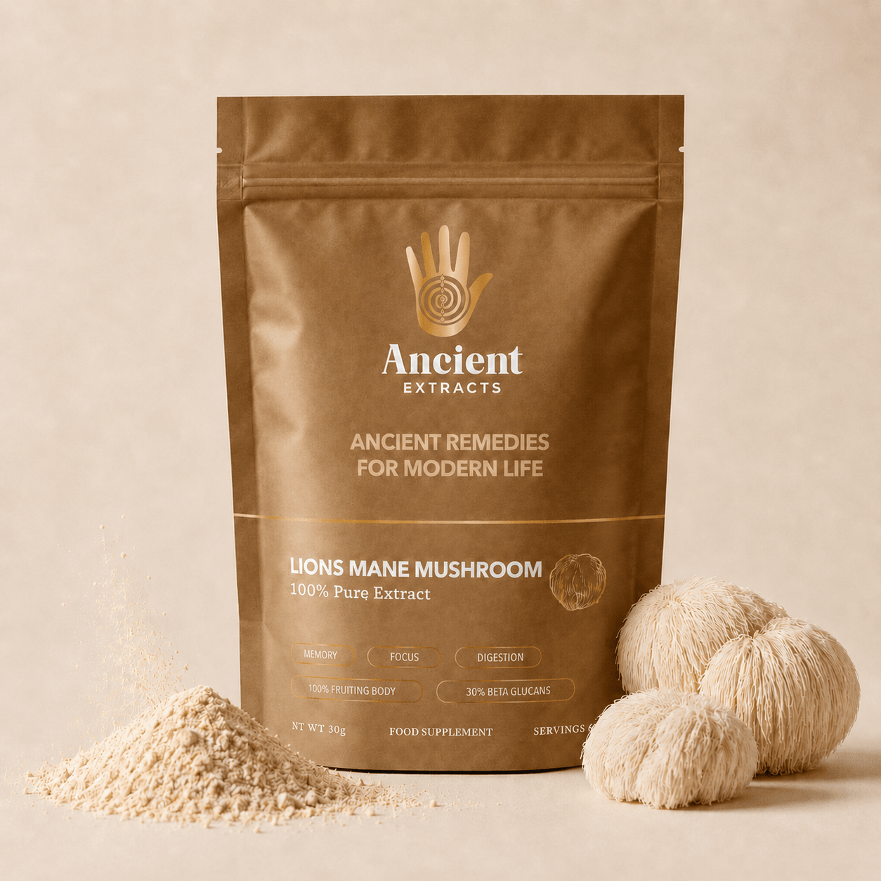 Lion's Mane Mushroom Extract (30g) - Mushroom Extract - Ancient Extracts