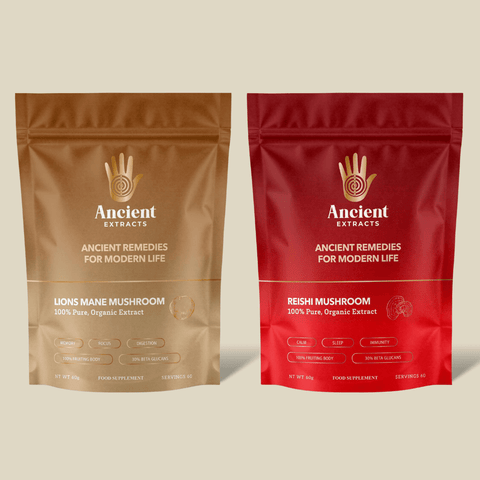 Mindful Pair Lions Mane & Reishi Extracts - 30% Beta Glucans (60g each) - Mushroom Extract - Ancient Extracts