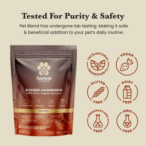 Mushroom Blend - Veterinarian formulated pet supplement for Dogs and Cats - Mushroom Extract - Ancient Extracts