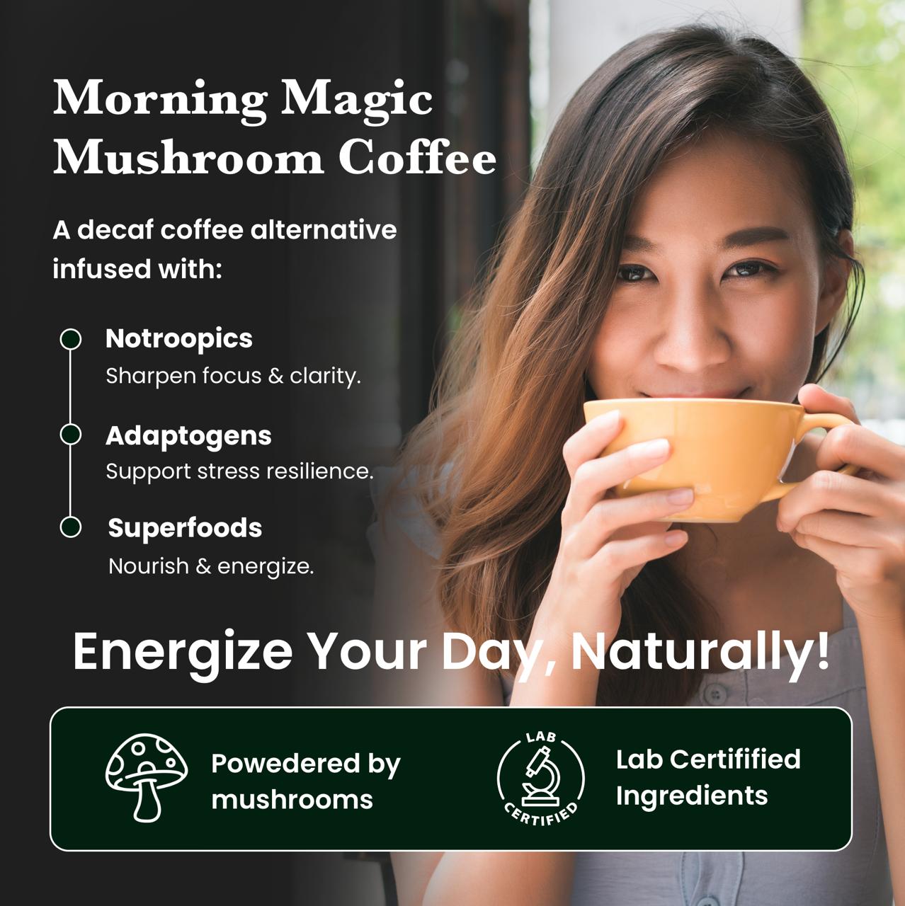 Morning Magic Mushroom Coffee (240g) - Mushroom Extract - Ancient Extracts